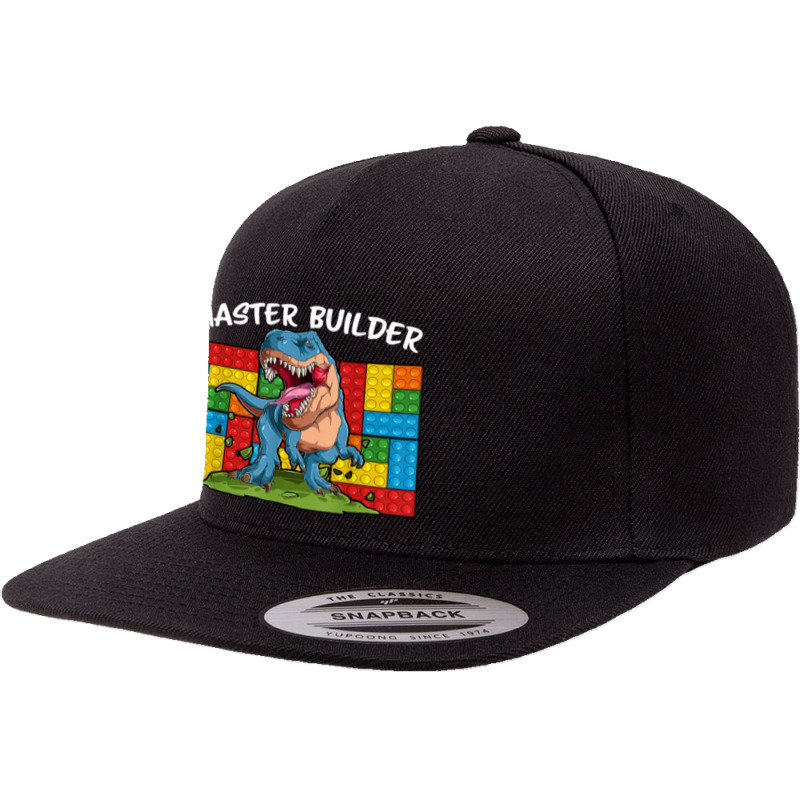 Master Builder Funny Building Blocks T-rex Dinosaur Characters Video G 5 panel snapback cap by JazmineDesign | Artistshot