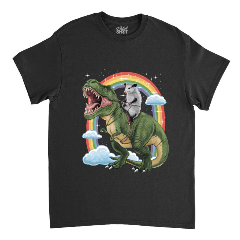 Possum Opossum Riding Dinosaur T Rex Classic T-shirt by Kasey | Artistshot