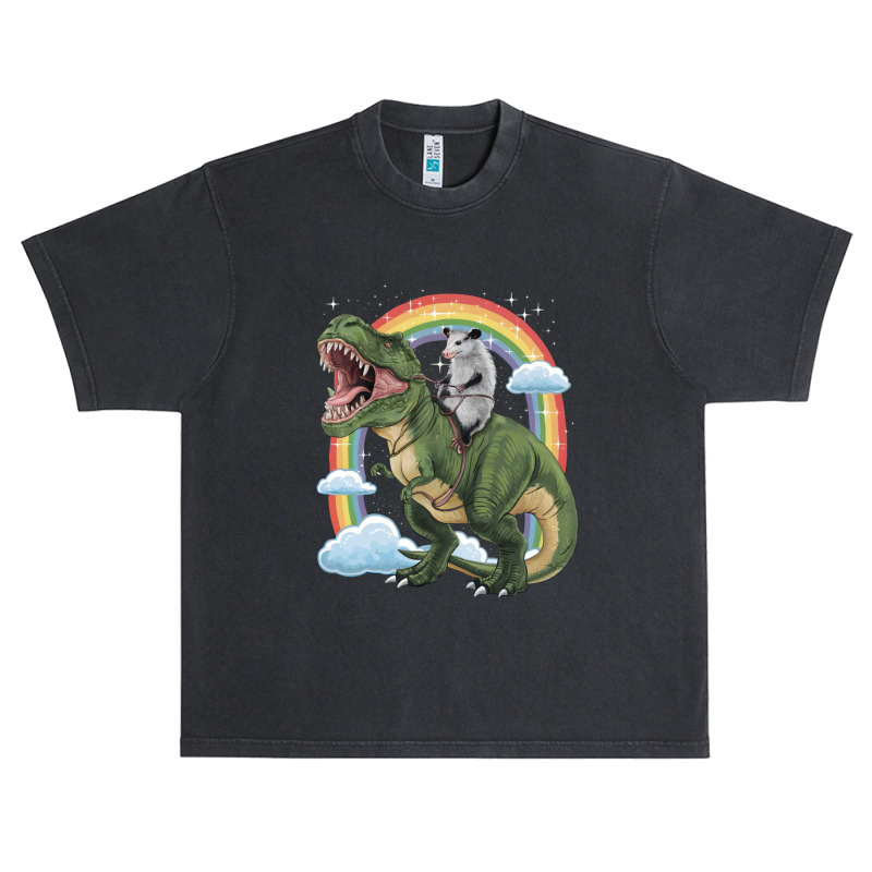 Possum Opossum Riding Dinosaur T Rex Urban Heavy T-shirt by Kasey | Artistshot