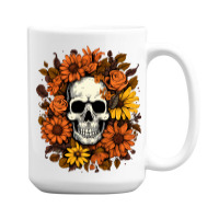 Skull And Flowers 15 Oz Coffee Mug | Artistshot