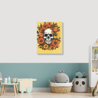 Skull And Flowers Portrait Canvas Print | Artistshot