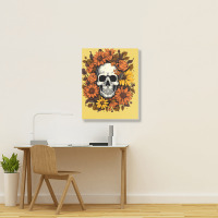 Skull And Flowers Portrait Canvas Print | Artistshot