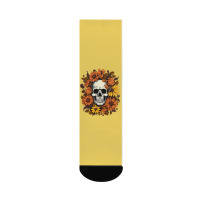 Skull And Flowers Crew Socks | Artistshot