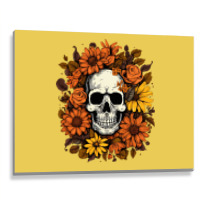 Skull And Flowers Metal Print Horizontal | Artistshot