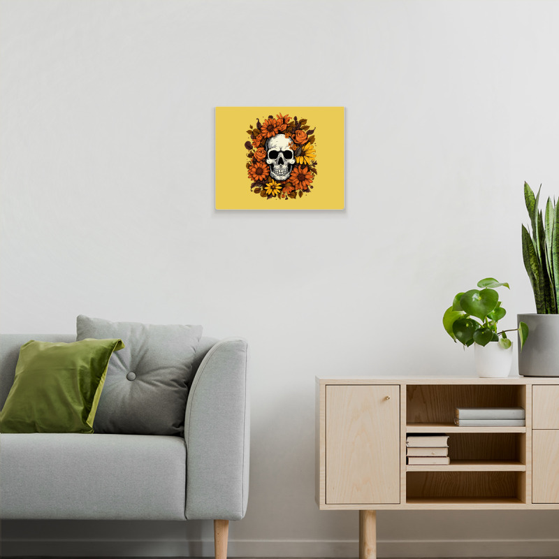 Skull And Flowers Metal Print Horizontal | Artistshot