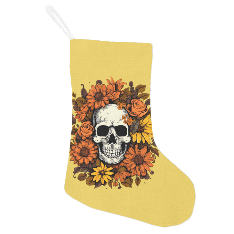 Skull And Flowers Holiday Stocking | Artistshot