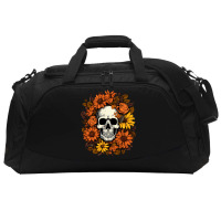 Skull And Flowers Active Duffel | Artistshot