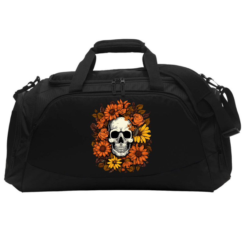 Skull And Flowers Active Duffel | Artistshot