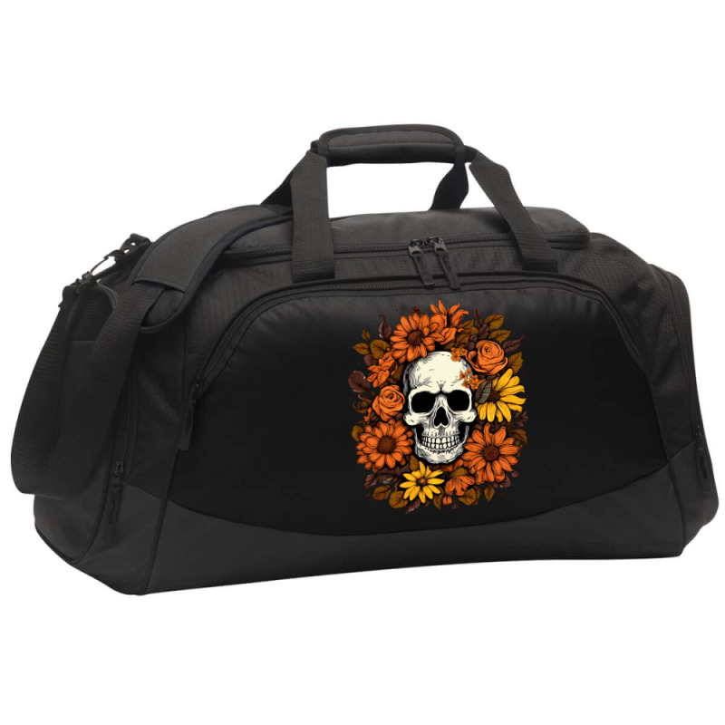 Skull And Flowers Active Duffel | Artistshot