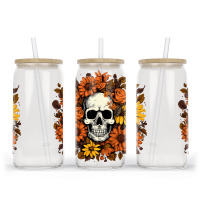 Skull And Flowers Glass Tumbler | Artistshot