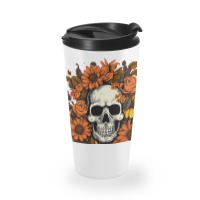 Skull And Flowers Travel Mug | Artistshot