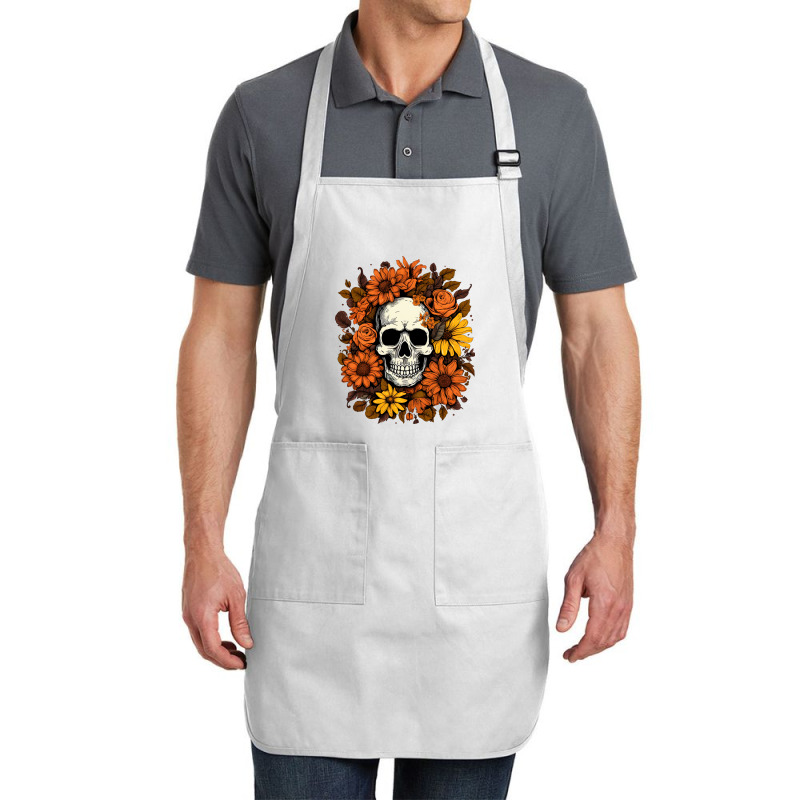 Skull And Flowers Full-length Apron | Artistshot