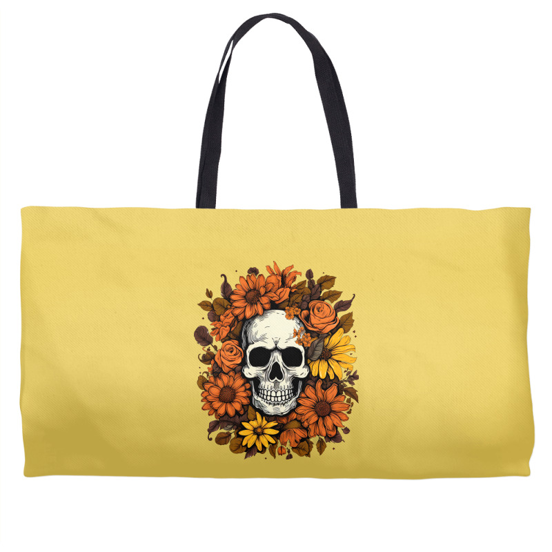 Skull And Flowers Weekender Totes | Artistshot