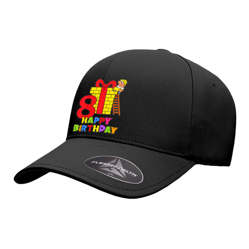 Kids 8 Years Old 8th Birthday Construction Worker Boy Children's Birth Seamless Cap | Artistshot