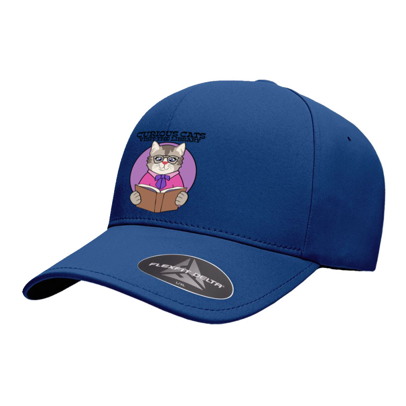 Curious Cats Visit The Library Purple Seamless Cap by webberkyla | Artistshot