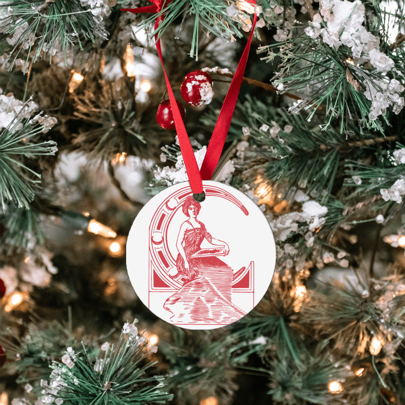 Lady Sitting On Crescent Moon Ornament | Artistshot