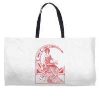 Lady Sitting On Crescent Moon Weekender Totes | Artistshot