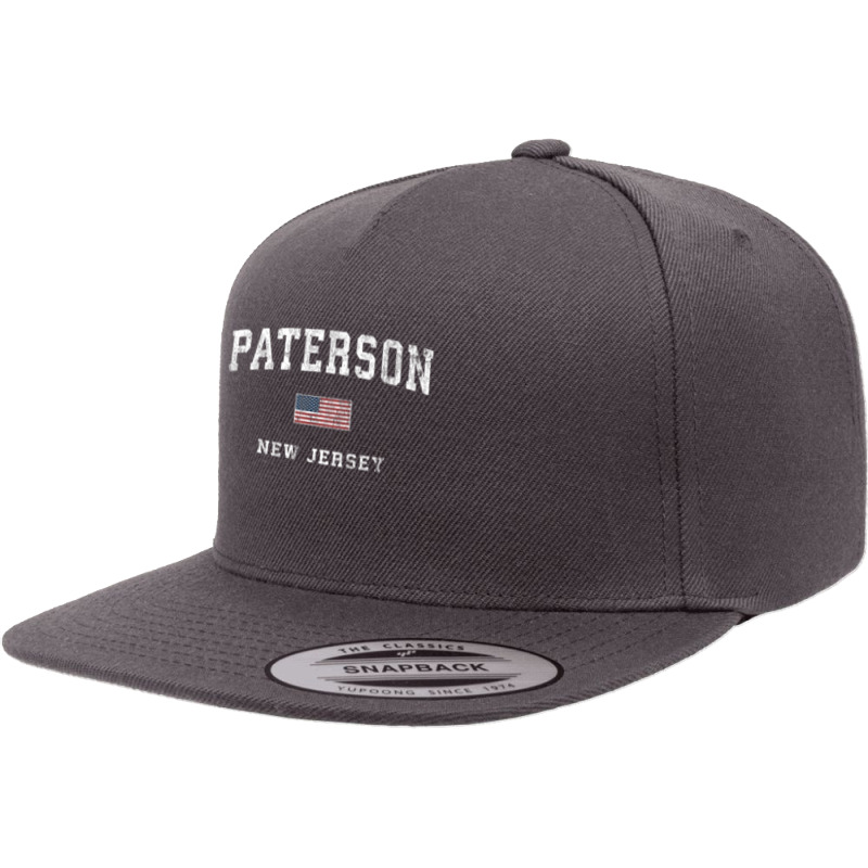 Paterson New Jersey Nj Vintage American Flag Sports Design Premium T S 5 Panel Snapback Cap | Artistshot