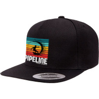 Surf Pipeline Oahu Beach Vintage Retro Surfing T Shirt 5 Panel Snapback Cap | Artistshot