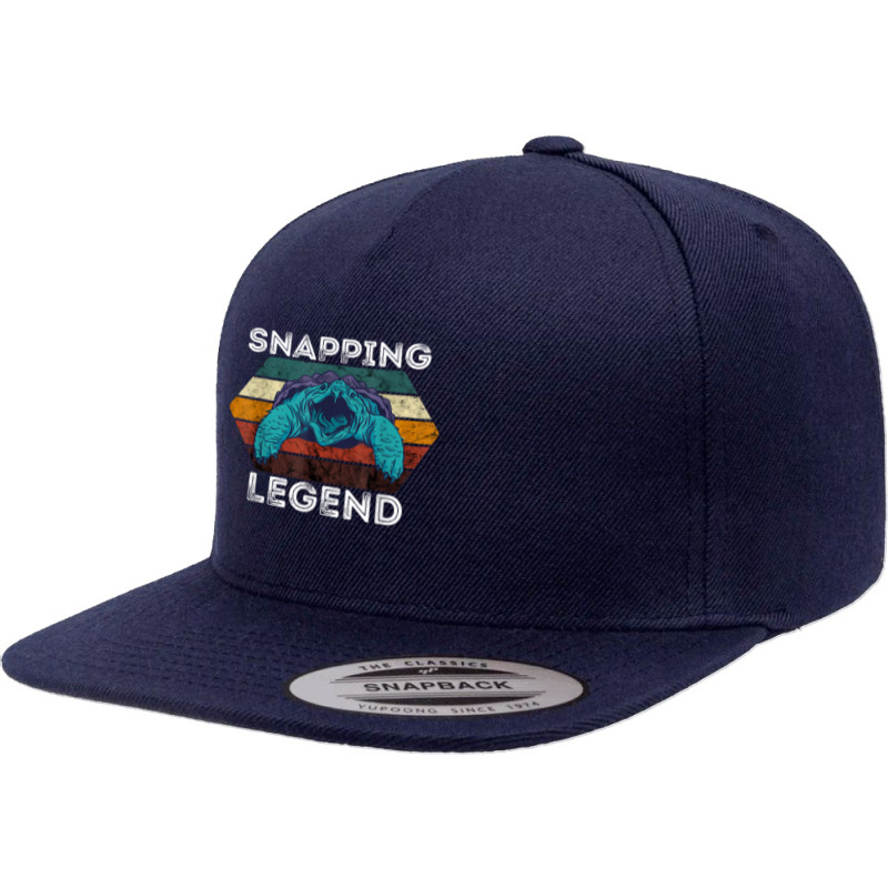 Snapping Legend Aligator Snapping Turtle Retro Reptile Lover T Shirt 5 Panel Snapback Cap | Artistshot