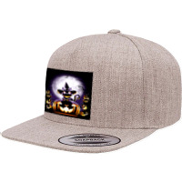 Witch Cat Night 5 Panel Snapback Cap | Artistshot