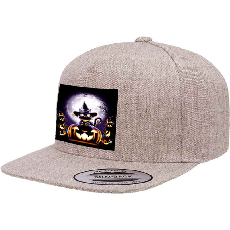 Witch Cat Night 5 panel snapback cap by RamaArt | Artistshot