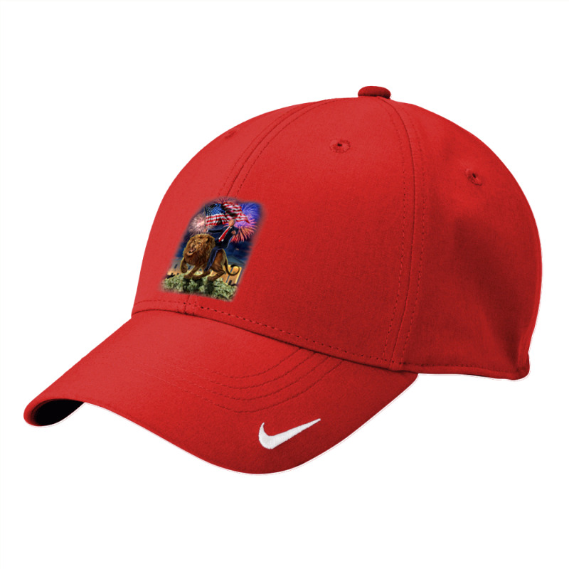 Usa President Donald Trump Rides On A Ferocious Lion Nike Dri-fit Cap | Artistshot