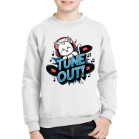 A Baby Cat Wearing Headphones Youth Sweatshirt | Artistshot