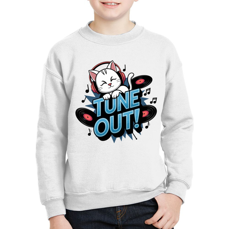 A Baby Cat Wearing Headphones Youth Sweatshirt by Kasey | Artistshot