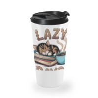 Cat Napping On A Pile Of Books Travel Mug | Artistshot