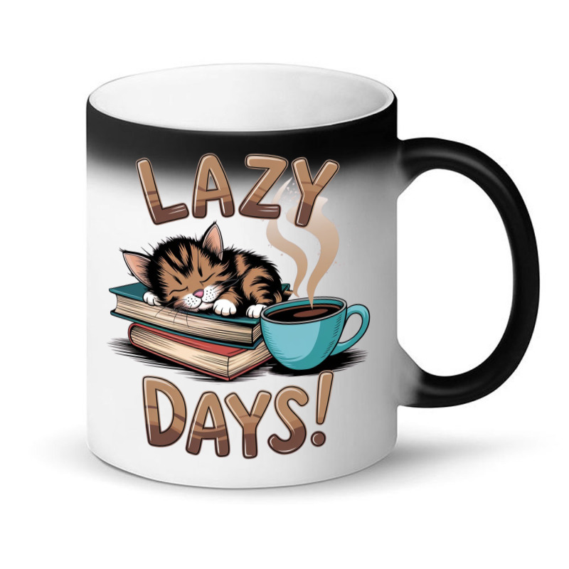 Cat Napping On A Pile Of Books Magic Mug | Artistshot