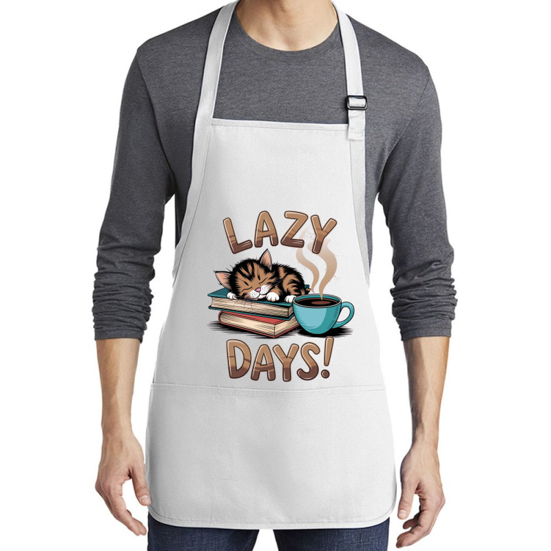 Cat Napping On A Pile Of Books Medium-length Apron | Artistshot