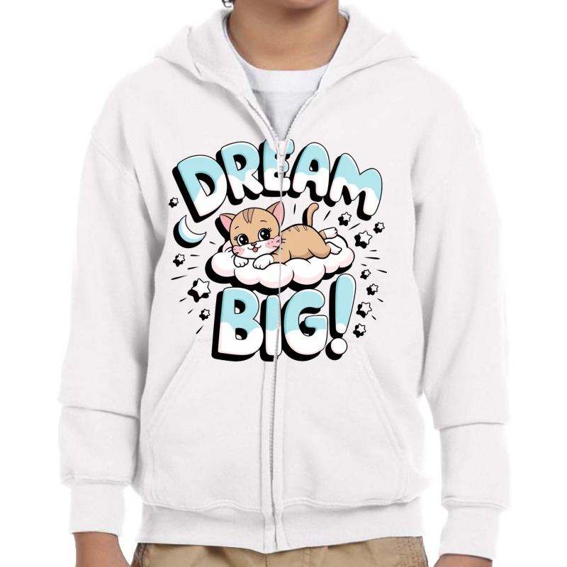 Cat's Big Dream Youth Zipper Hoodie by Kasey | Artistshot