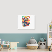 Funny Cool Cat Skateboarder Landscape Canvas Print | Artistshot