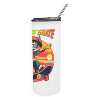 Funny Cool Cat Skateboarder Skinny Tumbler | Artistshot