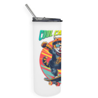 Funny Cool Cat Skateboarder Skinny Tumbler | Artistshot