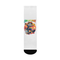 Funny Cool Cat Skateboarder Crew Socks | Artistshot