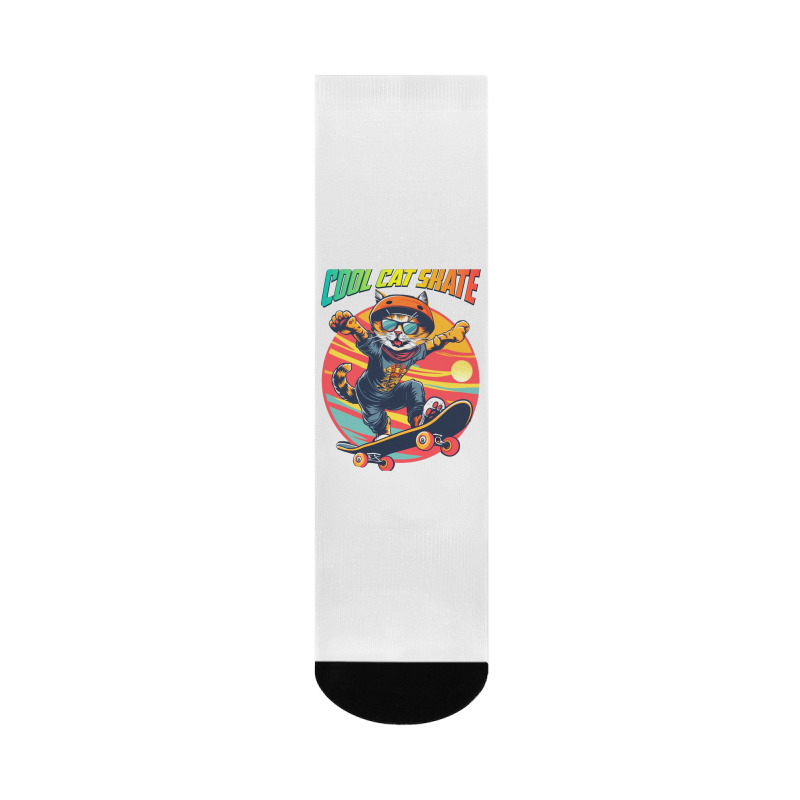 Funny Cool Cat Skateboarder Crew Socks | Artistshot