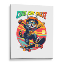 Funny Cool Cat Skateboarder Metal Print Vertical | Artistshot