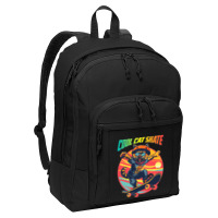 Funny Cool Cat Skateboarder Basic Backpack | Artistshot