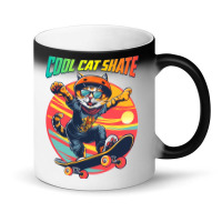 Funny Cool Cat Skateboarder Magic Mug | Artistshot