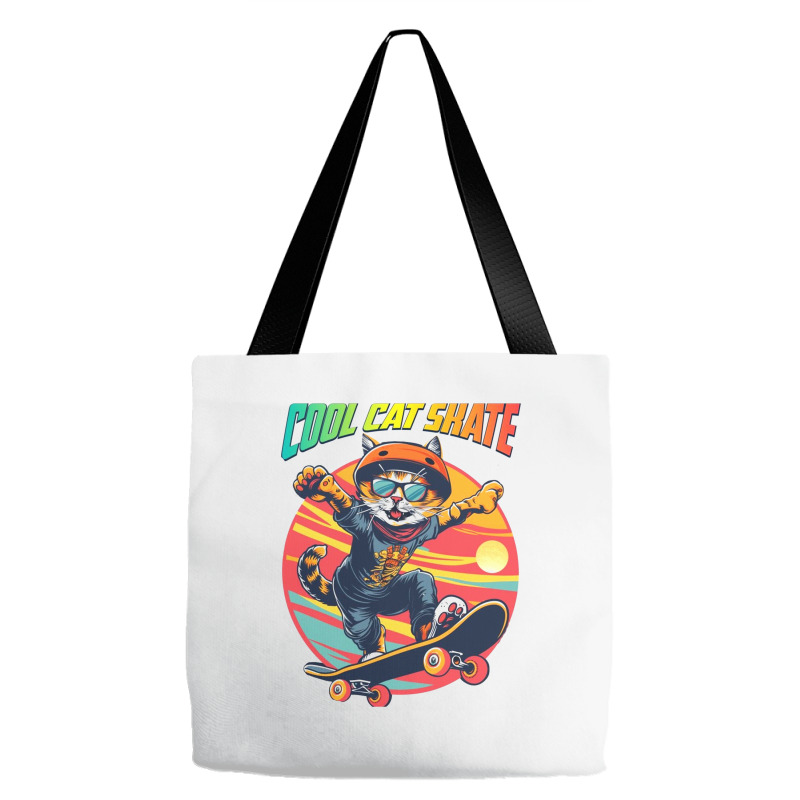 Funny Cool Cat Skateboarder Tote Bags | Artistshot