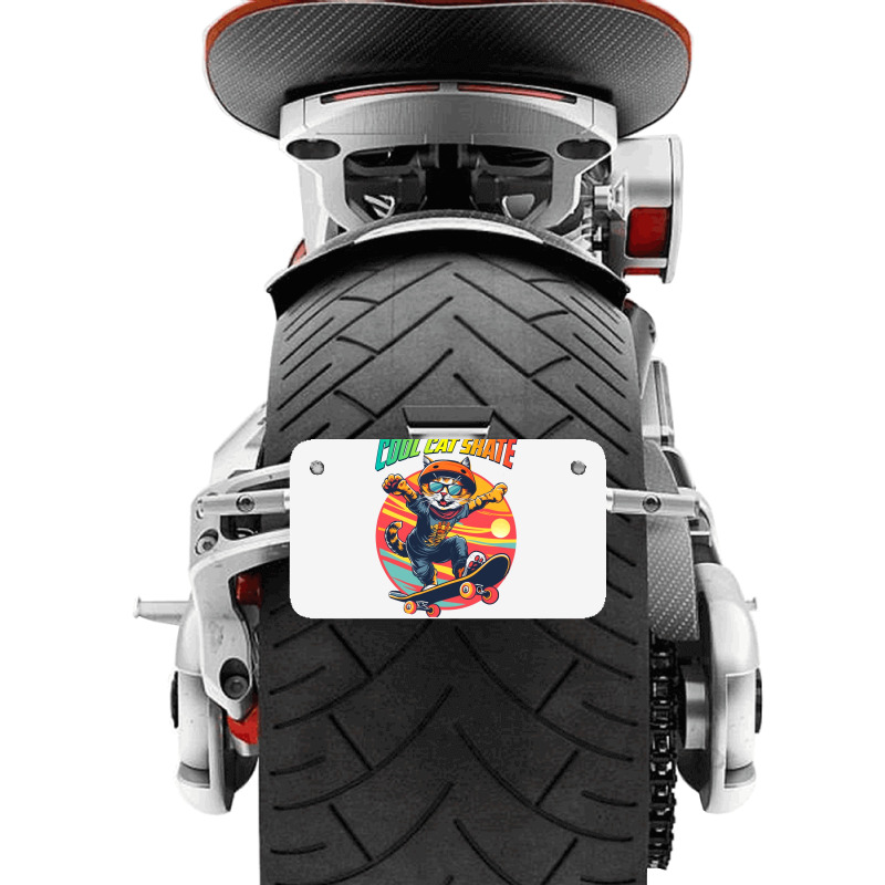 Funny Cool Cat Skateboarder Motorcycle License Plate | Artistshot