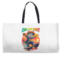 Funny Cool Cat Skateboarder Weekender Totes | Artistshot