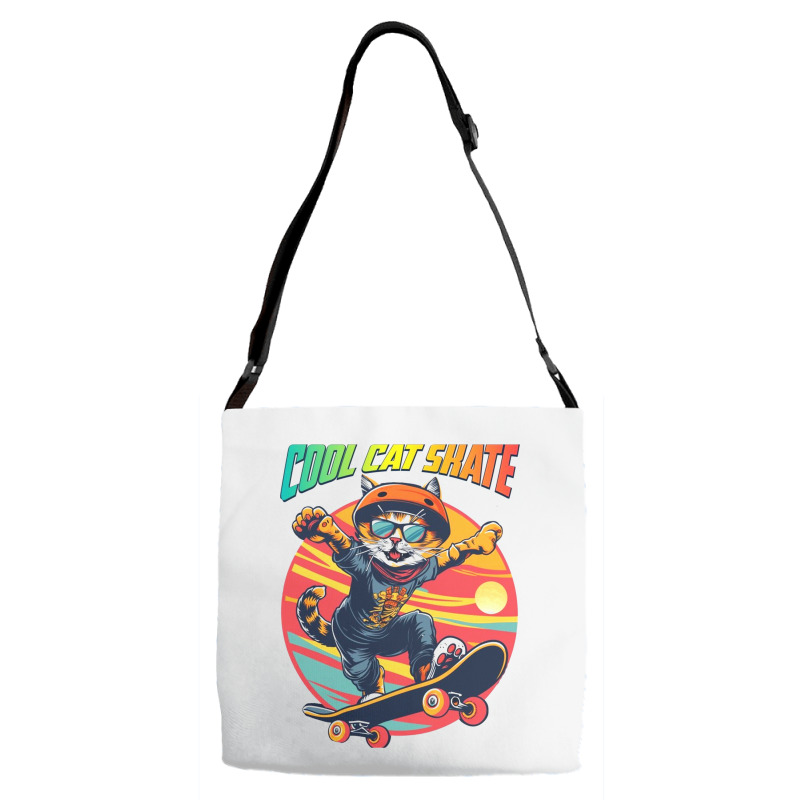 Funny Cool Cat Skateboarder Adjustable Strap Totes | Artistshot