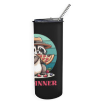 Girl Dinner - Racoon Eating Pizza Skinny Tumbler | Artistshot