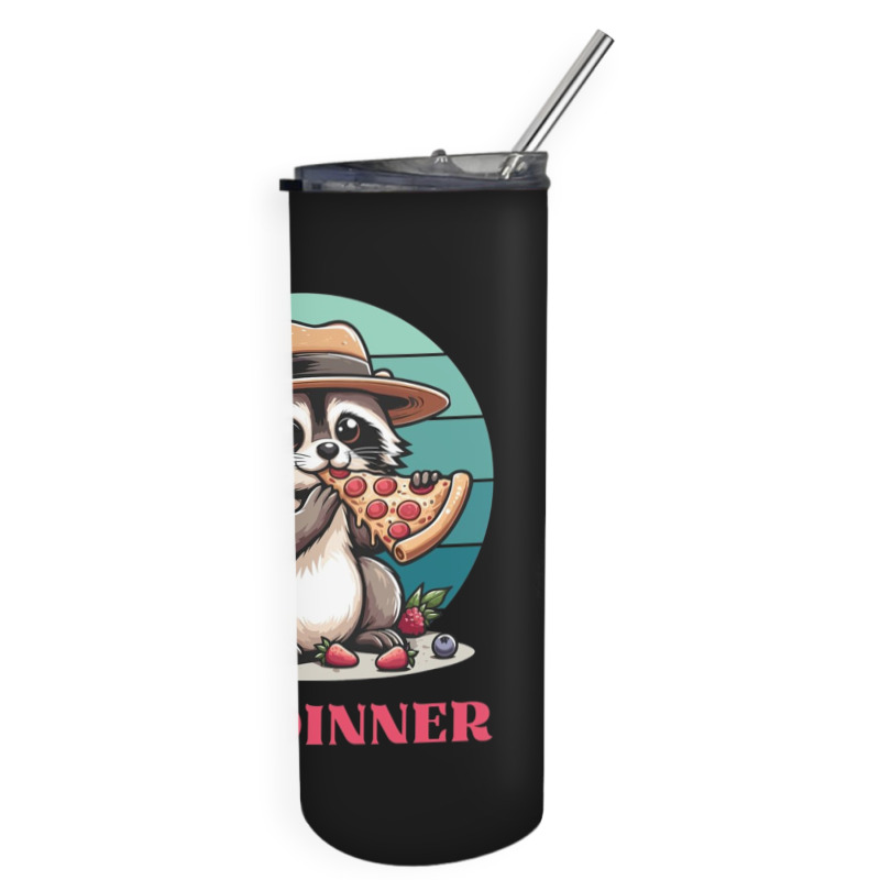 Girl Dinner - Racoon Eating Pizza Skinny Tumbler | Artistshot