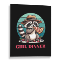 Girl Dinner - Racoon Eating Pizza Metal Print Vertical | Artistshot