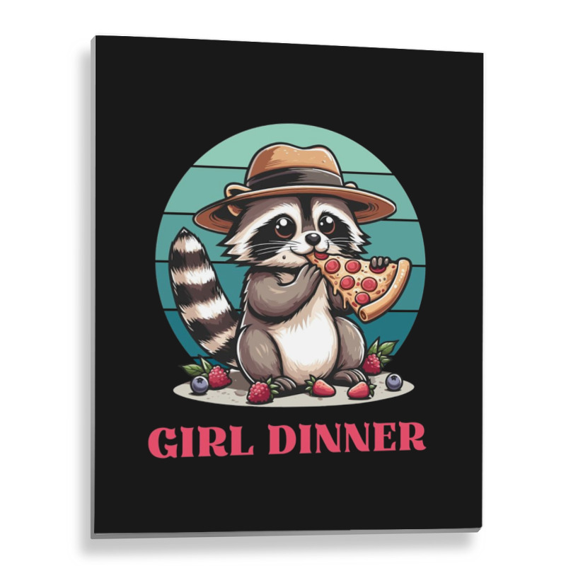 Girl Dinner - Racoon Eating Pizza Metal Print Vertical | Artistshot