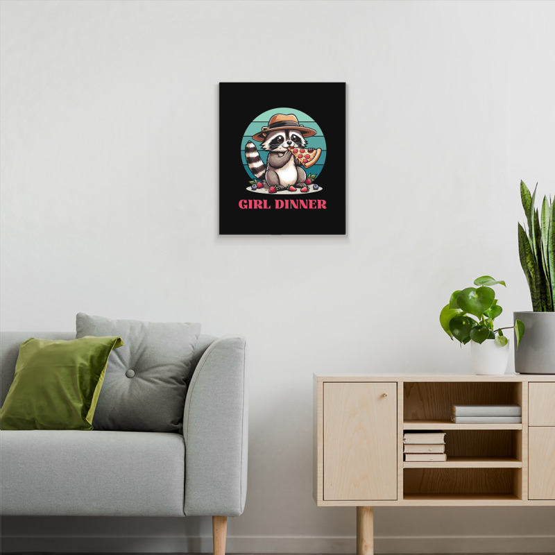 Girl Dinner - Racoon Eating Pizza Metal Print Vertical | Artistshot